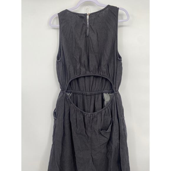 Universal Thread Black Linen V Neck Open Back Sleeveless Jumpsuit Womens L - Picture 6 of 11